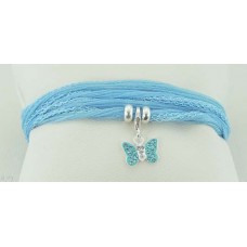 Butterfly (blue) mit Seidenarmband/Halskette 